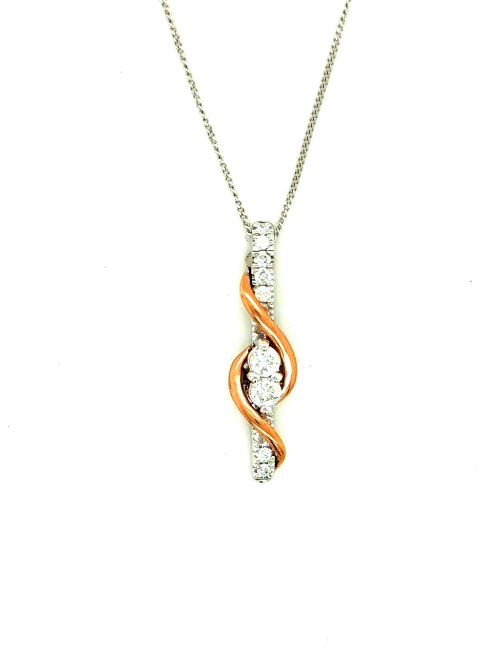 Ever Us 14K White Gold With Rose Gold Accent Diamond Necklace
